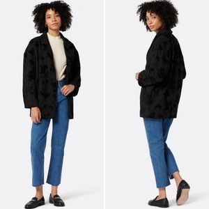 NWT Joie Daval Oversized Floral Embroidered Black Jacket Blazer Size M
